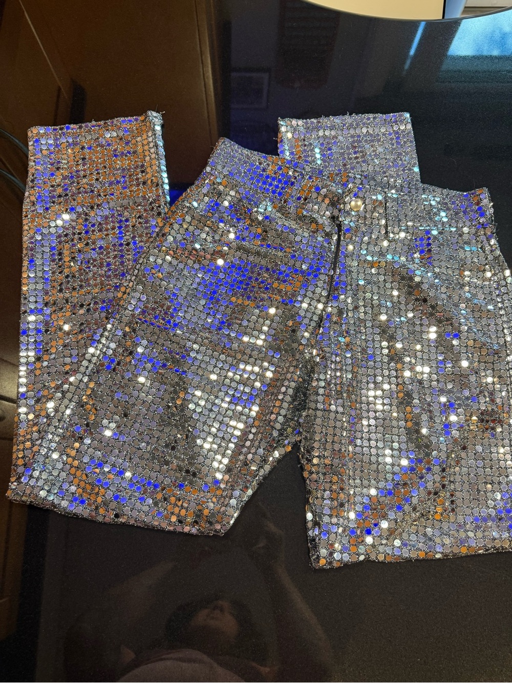 Red Balls On Fire Vintage Mirrored Sequins Pants waist 30 Inches